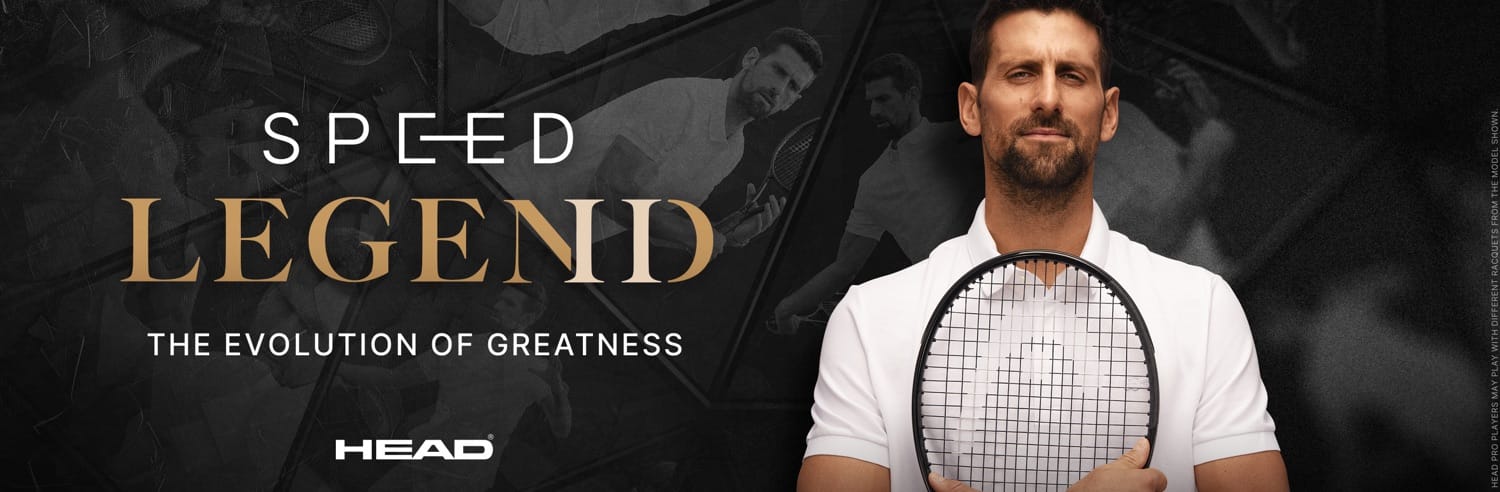 Head Speed Legend Banner showing Djokovic looking imperious